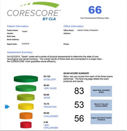 Example of corescore report